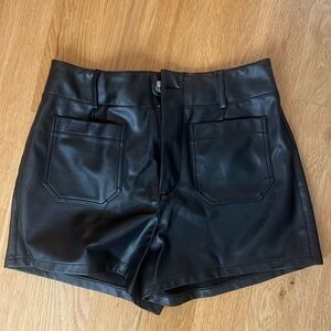 Black leather shorts